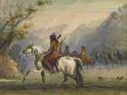 Fording a River Vintage Print