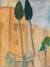 Cypresses and Houses at Cagnes 1917 Art Print