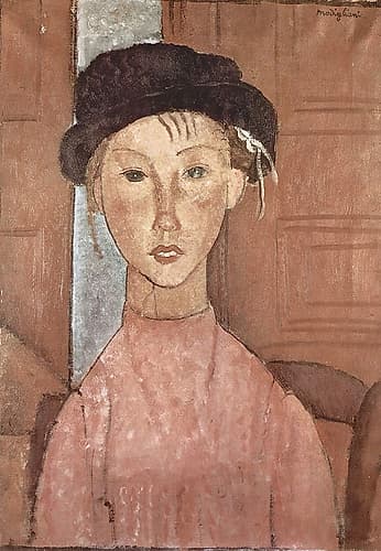 Girl in Hat 1918 Art Print