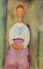 Girl with a Polka-Dot Blouse 1919 Art Print