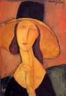 Jean Hebuterne with large hat 1918 Art Print