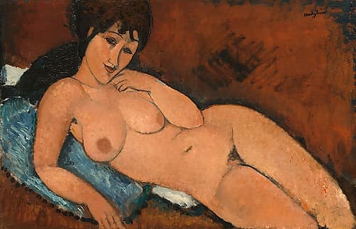 Nude on a Blue Cushion 1917 Art Print