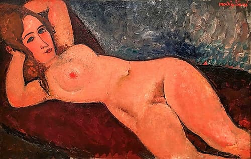 Nude Reclining Hands on Back of her Head 1916 Art Print