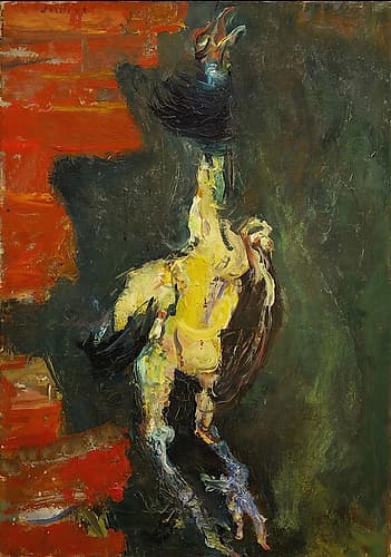 Chicken Hung Before a Brick Wall Art Print