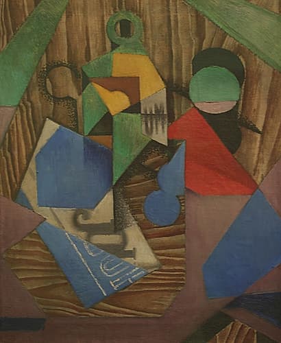 Bottle of Rum and Newspaper 1913 Abstract Art Print