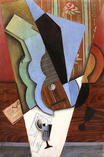 abstraction, guitar and glass 1913 Art Print