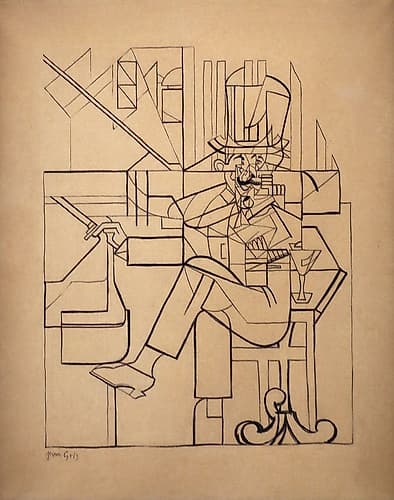 Man in a Cafe 1912 Drawing Abstract Art Print
