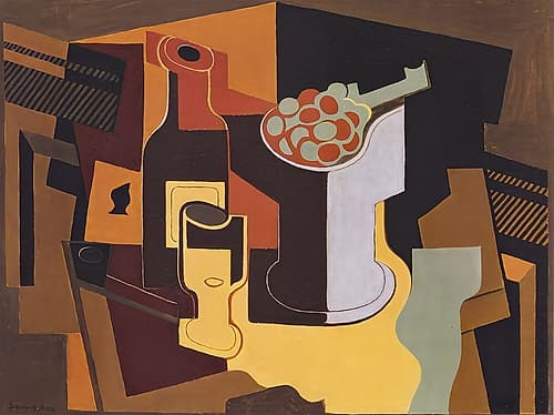 Bottle and fruit bowl 1920 Abstract Art Print