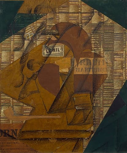 Bottle of rum and newspaper, 1914 Abstract Art Print