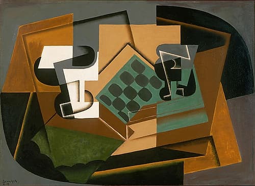 Chessboard, Glass, and Dish 1917 Abstract Art Print