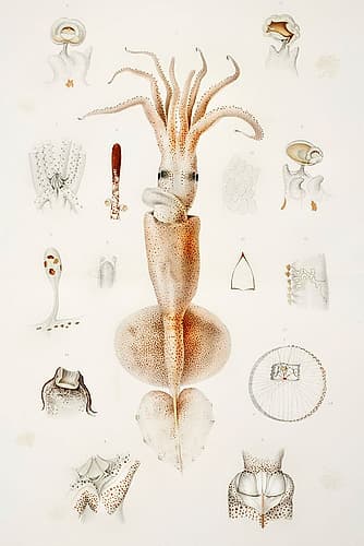Grimaldi scaled squids external and internal organs Art Print