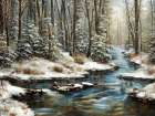 Creek in the Winter Woods Art Print