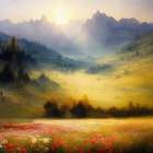 Evening Field of Flowers 3 Art Print