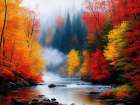Misty Fall Morning 1 Art Print