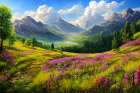 Pink Wildflowers in the Mountains Art Print