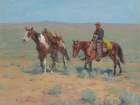 Mounted Cowboy and Pack Horse Art Print