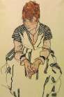Artists Sister-in-Law in Striped Dress 1917 Art Print
