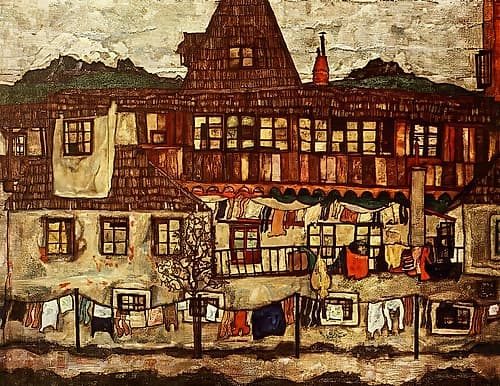 Houses with Drying Laundry 1917 Art Print