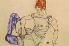 Seated Woman in Violet Stockings 1917 Art Print