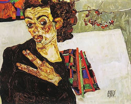 Self-Portrait with Black Clay Vase and Spread Fingers 1911 Art Print