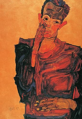 Self-Portrait with Hand to Cheek 1910 Art Print
