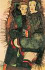 Two Girls on Fringed Blanket 1911 Art Print