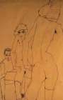 Schiele Drawing a Nude in Front of a Mirror 1910 Art Print
