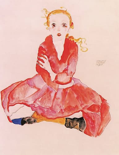 Seated Girl Facing Front 1911 European Print