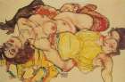 Two Girls Lying Entwined 1915 Art Print
