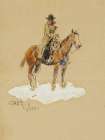 Cowboy on Horseback Art Print