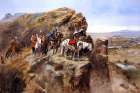 Indians on a Bluff Surveying General Miles Troops Art Print