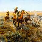 Smoking Cattle out of the Breaks 1912 Art Print