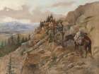Trouble on the Horizon, Prospectors Discover an Indian Camp Art Print