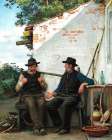 A Conversation Between Two Fishermen|Hornbaek 1880 Art Print