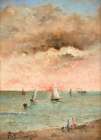 Figures on the beach at sunset Art Print by Alfred Stevens