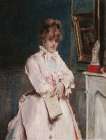 Young woman holding a book 1870 Art Print