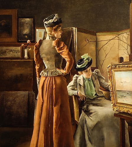 Looking at a Painting 1891 European Print