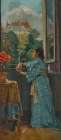 A woman at window The Blue Kimono 1871 Art Print by Alfred Stevens