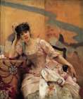 Young Woman with a Japanese Screen 1880 Art Print