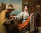 Isaacs Servant Tying The Bracelet On Rebeccas Arm Art Print