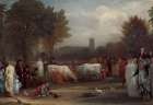 Milkmaids in St. Jamess Park, Westminster Abbey Beyond 1801 Art Print