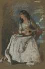 Study of lady playing mandolin Traditional Print