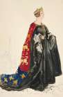 The Queen (in black), costume sketch for Henry Irvings 1898 Planned Production of Richard II Traditional Print