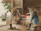 Three men in a dry goods store ├óΓé¼ΓÇ£ country store, Dolbyville Art Print