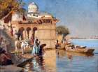 Along the Ghats, Mathura 1880 Art Print