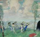 Dancing circle 1910 Art Print by Franz von Stuck