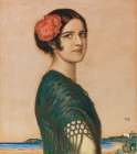 Daughter Mary as a Spaniard in 1916 Art Print by Franz von Stuck