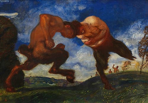 Fighting Fauns 1898 Art Print