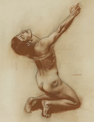 Kneeling male nude Study for Kiss of the Sphinx circa 1895 Art Print