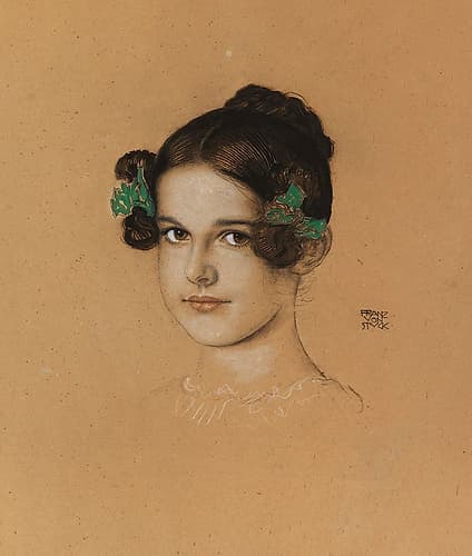 Portrait of daughter Mary with green ribbons 1913 Art Print
